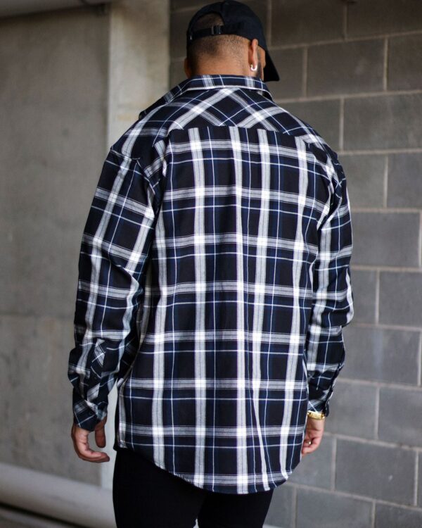 Saint Morta Men's Prima Long Sleeve Flannel Shirt Navy/Black/White - Image 2