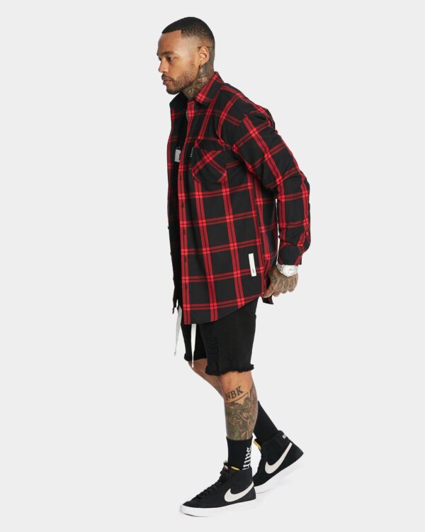 Saint Morta Men's Prima Long Sleeve Flannel Shirt Red/Black - Image 6
