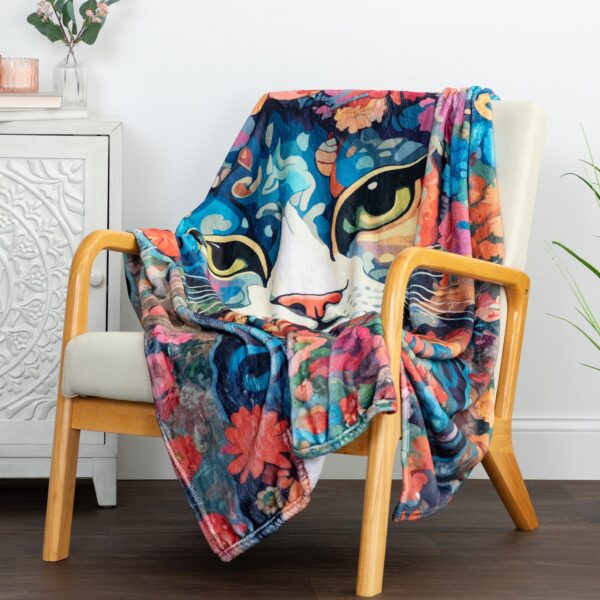 Hippie Cat Throw Blanket - Image 5