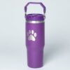 Paw Print Stainless Steel Tumbler with Flip Straw - 30 oz - Image 7