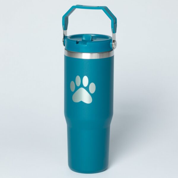 Paw Print Stainless Steel Tumbler with Flip Straw - 30 oz - Image 16