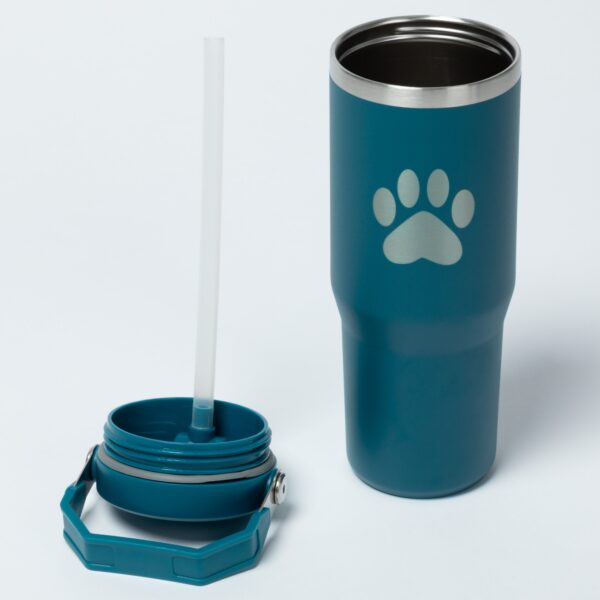 Paw Print Stainless Steel Tumbler with Flip Straw - 30 oz - Image 20