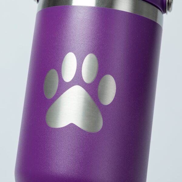 Paw Print Stainless Steel Tumbler with Flip Straw - 30 oz - Image 4