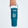 Paw Print Stainless Steel Tumbler with Flip Straw - 30 oz - Image 12
