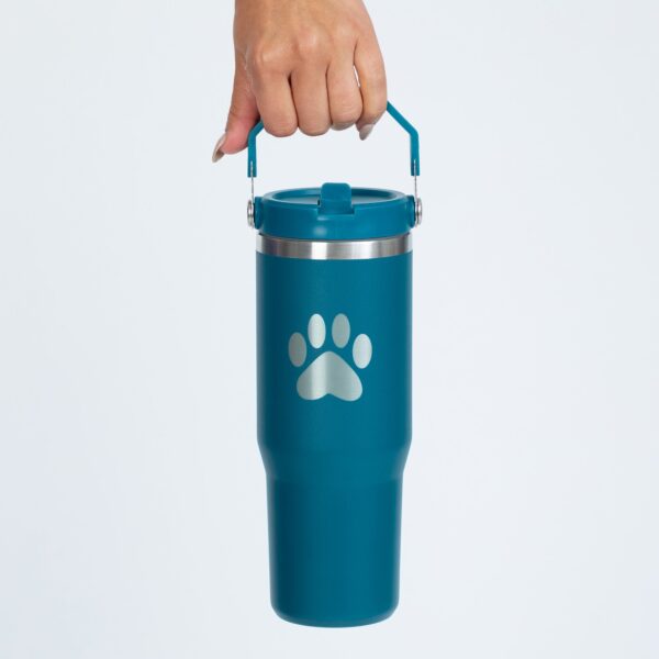 Paw Print Stainless Steel Tumbler with Flip Straw - 30 oz - Image 12