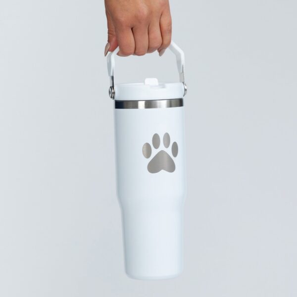 Paw Print Stainless Steel Tumbler with Flip Straw - 30 oz - Image 21