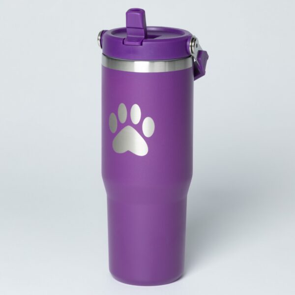 Paw Print Stainless Steel Tumbler with Flip Straw - 30 oz - Image 6