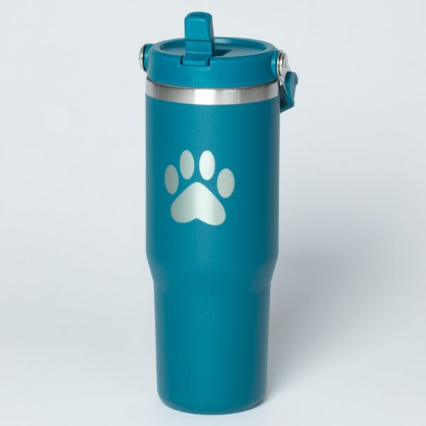Paw Print Stainless Steel Tumbler with Flip Straw - 30 oz - Image 17