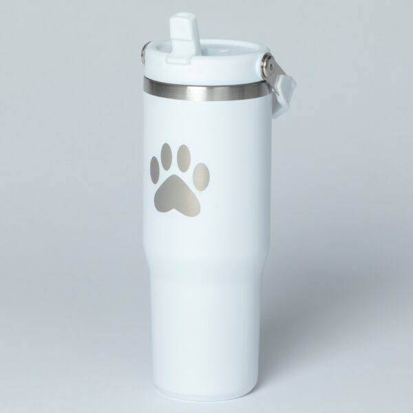 Paw Print Stainless Steel Tumbler with Flip Straw - 30 oz - Image 26