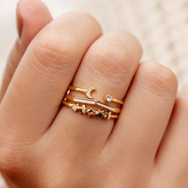 Crescent Stars Ring Stack - Image 4