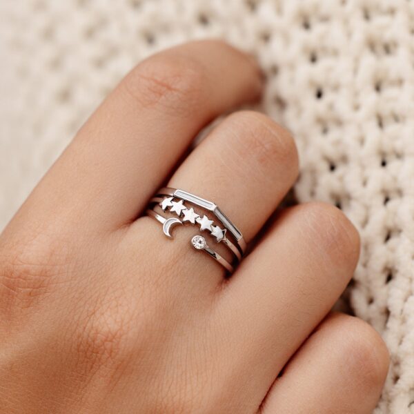Crescent Stars Ring Stack - Image 3