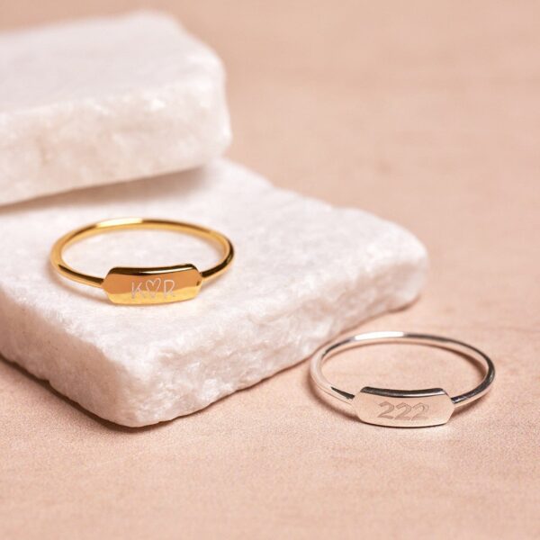 Demi-Fine Engravable Bar Ring - Image 4