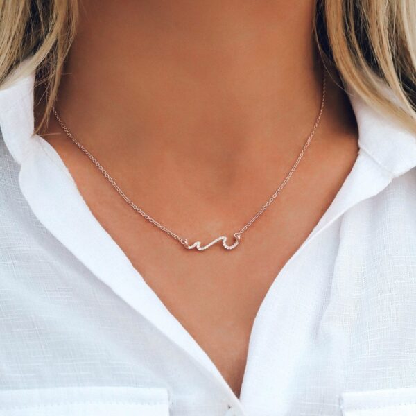 Rose Gold Pave Wave Necklace - Image 2