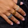 Checkerboard Bead Stretch Ring - Image 3
