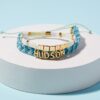 Cream Tile Bead Gold Stretch Bracelet - Image 5