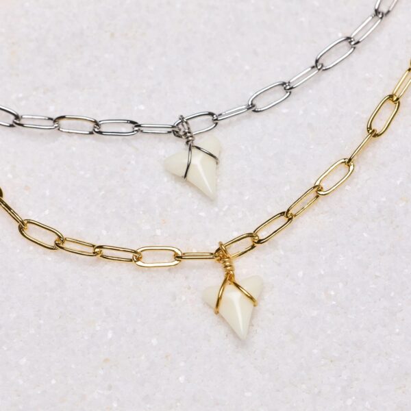 White Shark Tooth Chain Anklet - Image 5