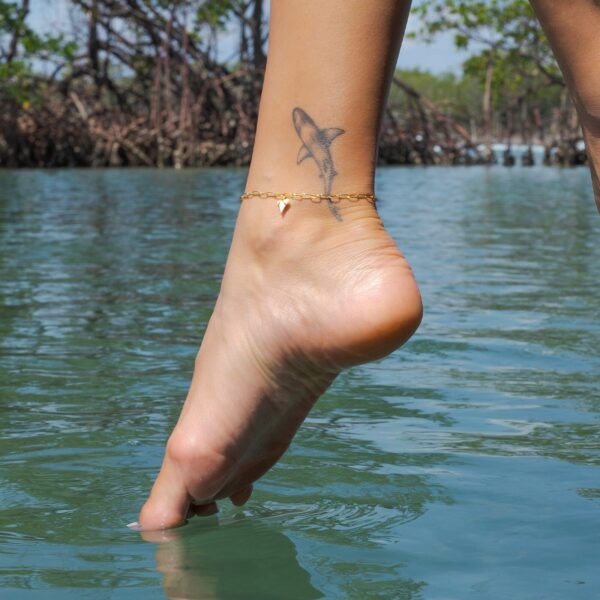 White Shark Tooth Chain Anklet - Image 6