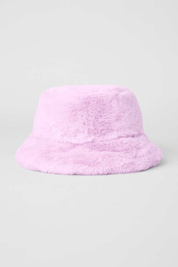 Faux Fur Bucket Hat - Sugarplum Pink - Image 3