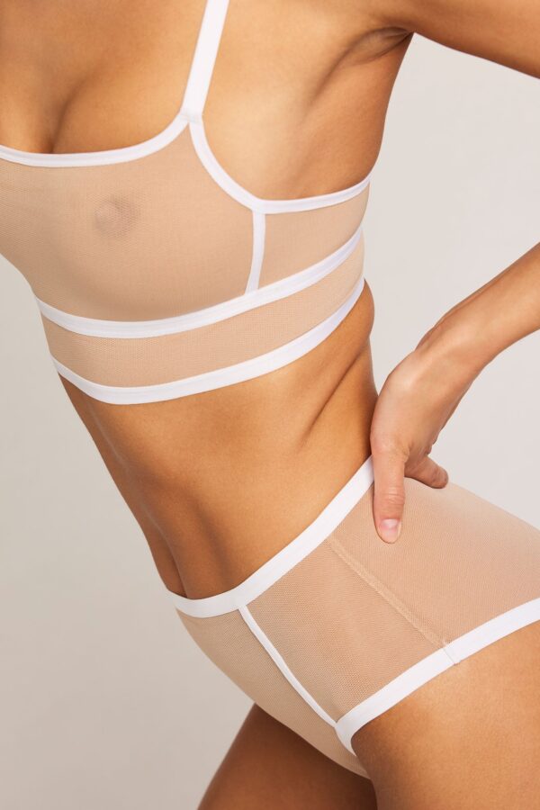 Sieve Longline Bra in Buff + White - Image 2