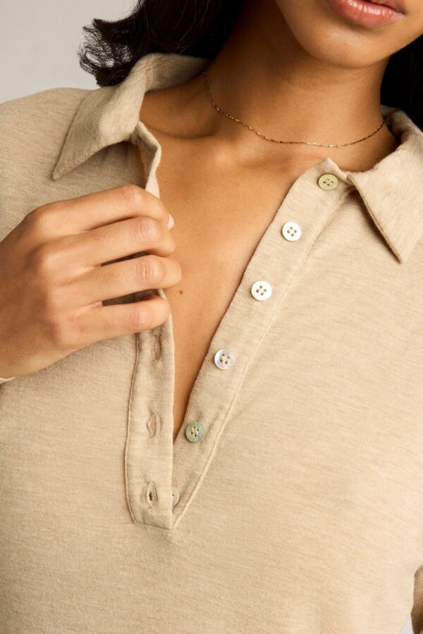 Fino Cashmere Polo in Dune - Image 4