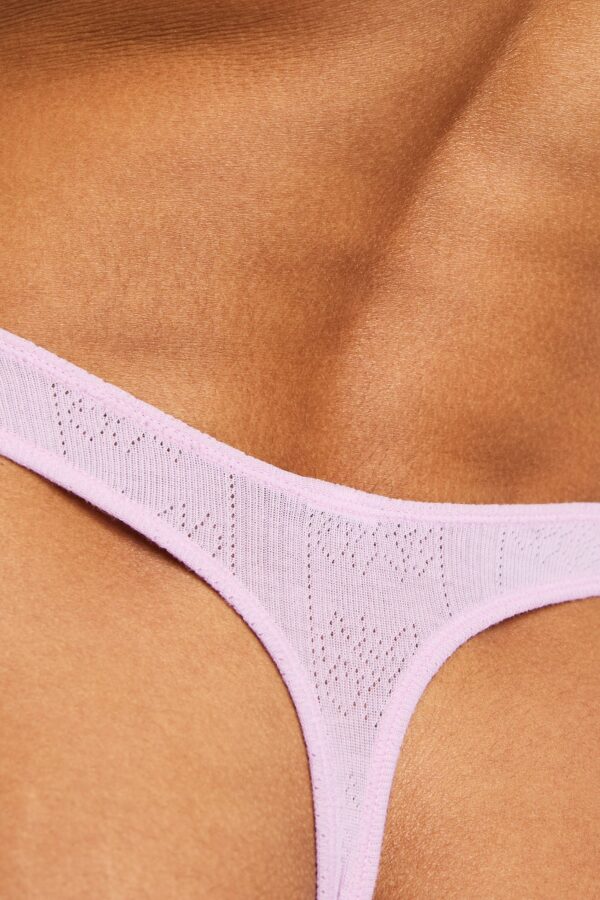 Pointelle Dipped Thong in Lilac - Image 3