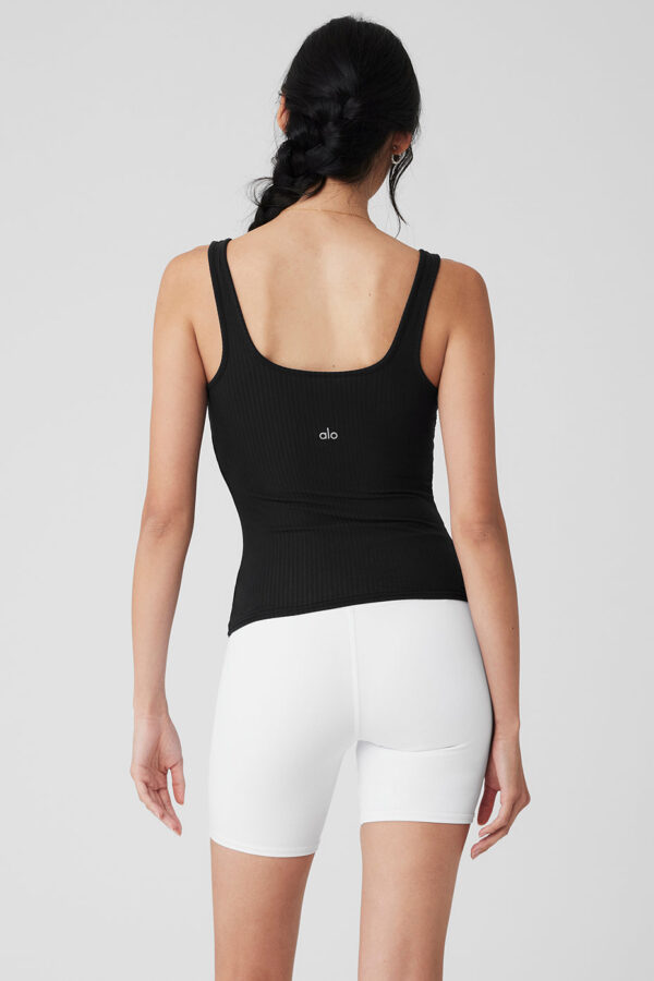 Ribbed Sea Coast Scoop Neck Tank - Black - Image 2