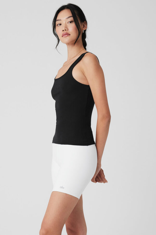 Ribbed Sea Coast Scoop Neck Tank - Black - Image 3