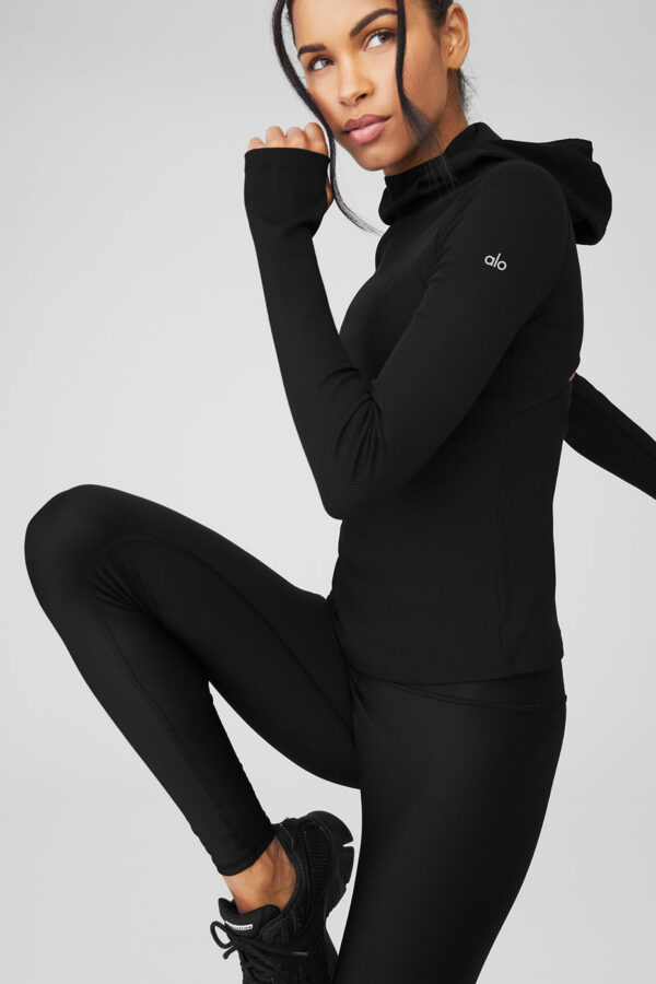 Alosoft Ribbed Frontrunner Long Sleeve - Black - Image 4