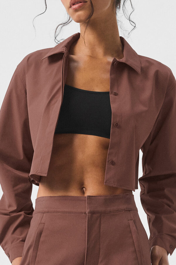 Cropped Take Me Out Button Up - Chestnut - Image 3