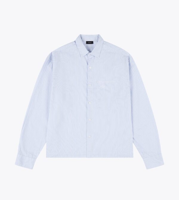 Box Crop LS Shirt Blue Stripe - Image 5