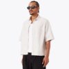 Box Crop Shirt Beige Stripe - Image 3