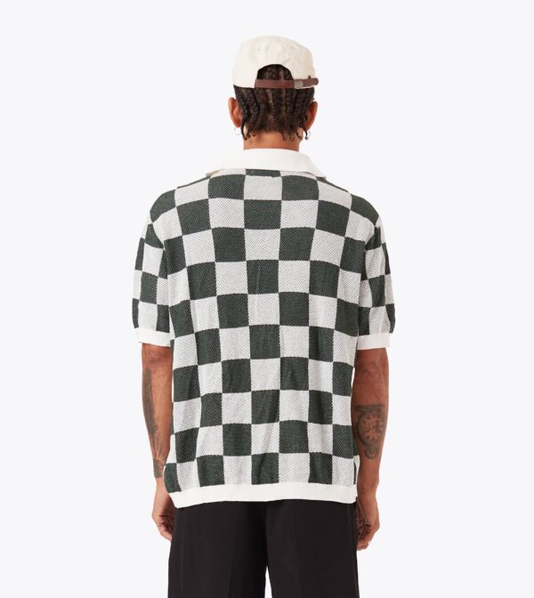 Checker Knit Shirt Vintage White/Forest - Image 6