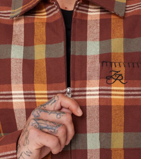 Plaid LS Overshirt Brown - Image 7