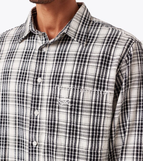 Stitched Plaid Shirt Vintage White/Black - Image 7